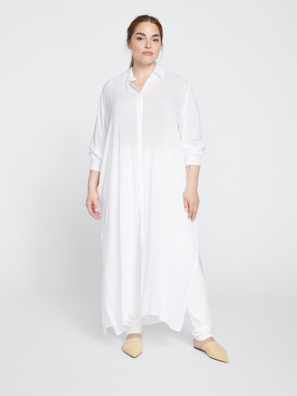 Universal Standard White Longline Button-Front Tunic NWT Minimalist
